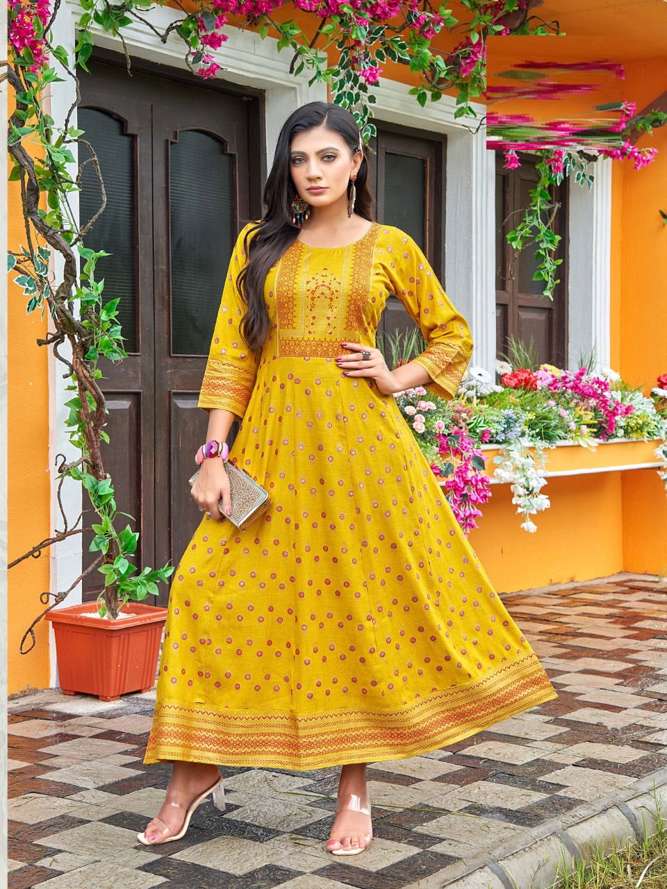 Hirwa Samantha 2 Rayon Festival Wear Long Anaraklai Kurti Collection